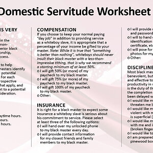 Whiteboy Domestic Servitude Worksheet