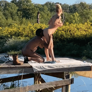 Texas Hotwife takes in the early morning view of her lake, wgile getting her sweet pussy eaten.gif