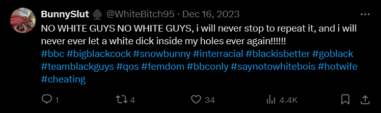 BunnySlut ♠️ (@WhiteBitch95) On White Boys